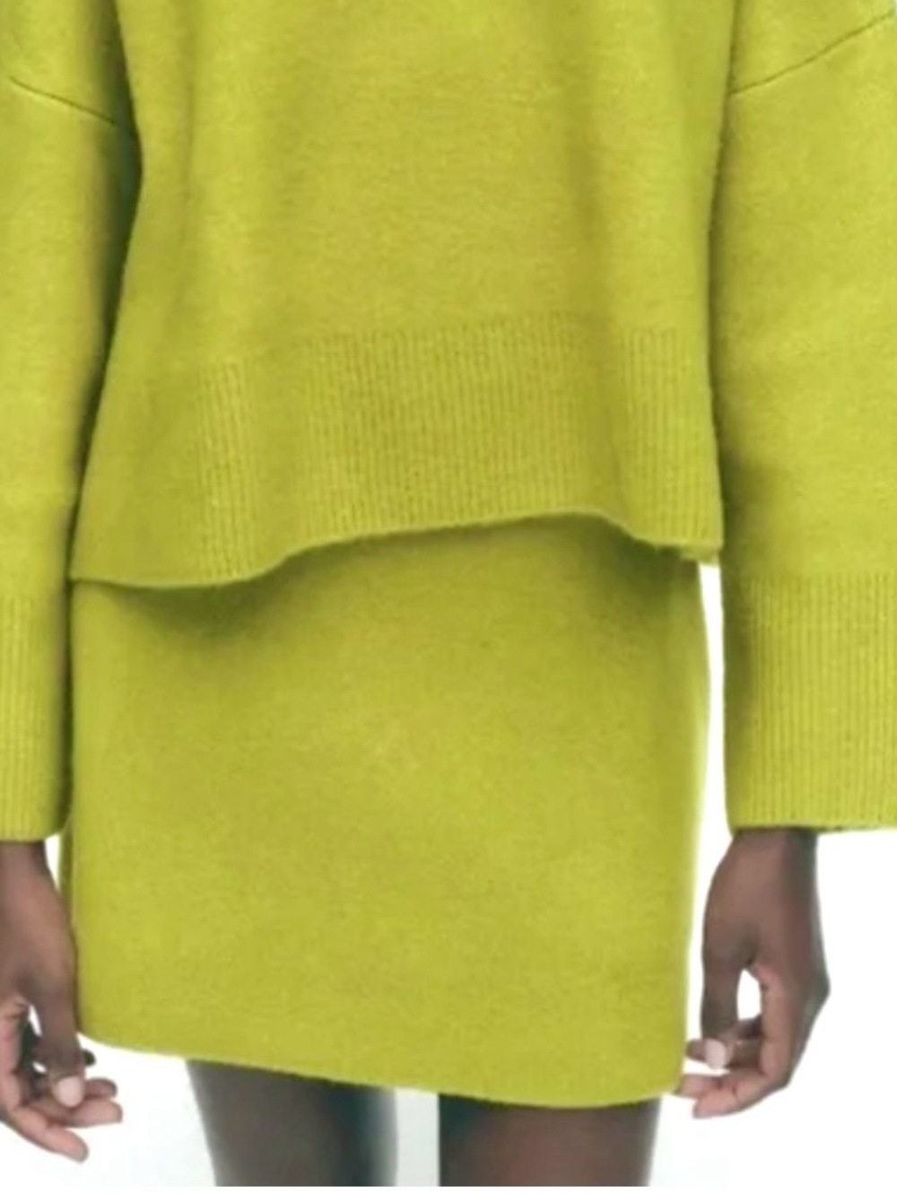 Zara knit warm mini skirt Chartreuse green size M